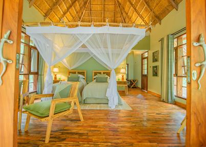 A twin room at Primate Lodge Kibale