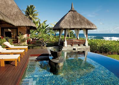 Two-bedroom villa's pool terrace, Shanti Maurice Resort & Spa