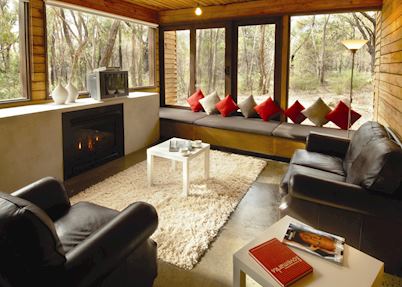 Living area of mountain view cabin, DULC Holiday Cabins, The Grampians National Park