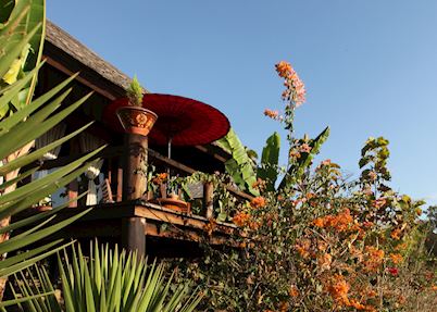 Spacious balcony at the Villa Inle Resort