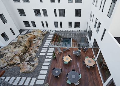Terrace and hot spring, Centerhotel Miðgarður