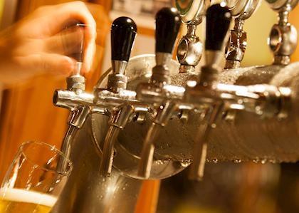 Beer taps in Plzeň