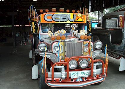 A jeepney, public transport used widely throughout the Philippines
