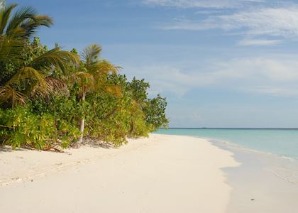 The beach at Dhoni Mighili, Maldive Island