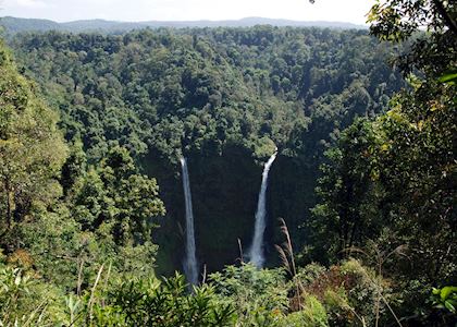 Tad Fan, a stunning two tiered waterfall. is worth a visit in Southern Laos