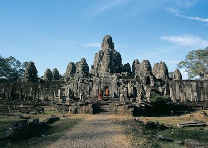 Buddhist Monks visiting The Bayon, Siem Reap