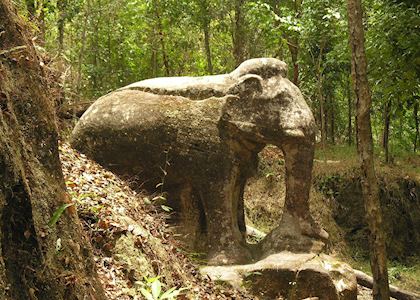 Ancient stone carvings in the jungle, Kulen Safari