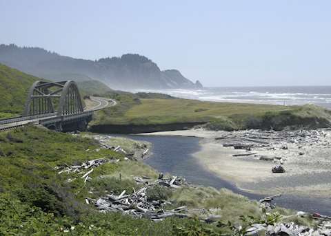 The Big Creek Bridge along the Oregon coast near Florence The Big Creek Bridge along the Oregon coast near Florence