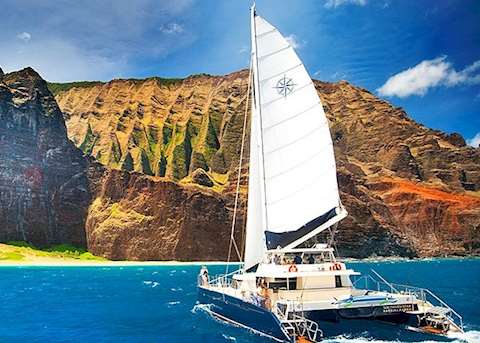 Captain Andy's Southern Star vessel off Kauai's Na Pali coast Captain Andy's Southern Star vessel off Kauai's Na Pali coast