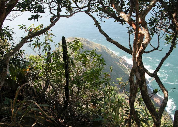 Climbing Sugarloaf Mountain, with views to Guanabara Bay, Rio de Janeiro