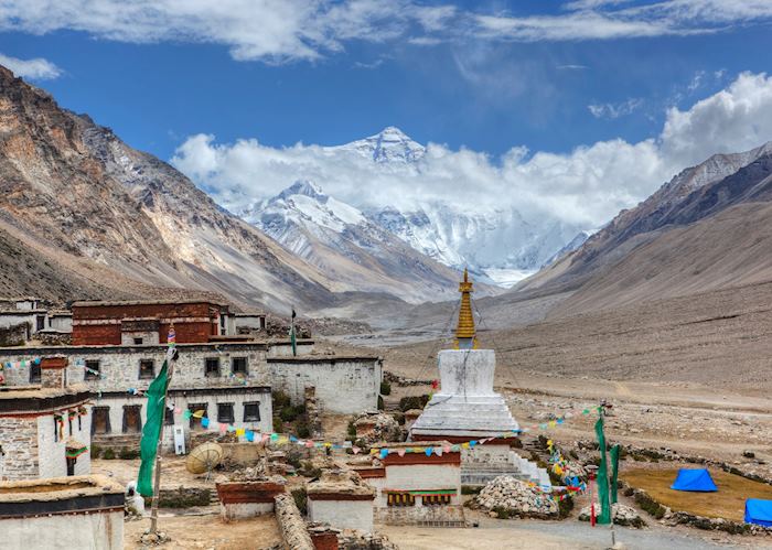 Mount Everest from the Rongbuk Monastery, Tibet