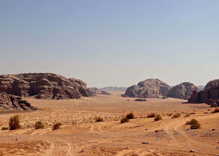 Tracks in the sand at Wadi Rum