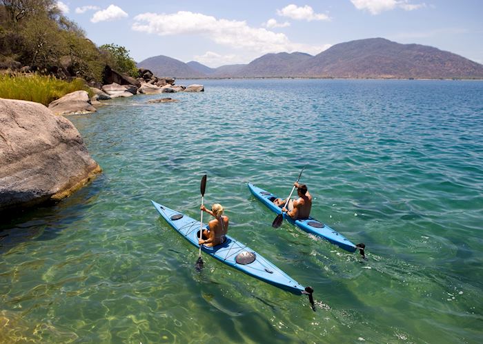 Kayaking round Mumbo Island, Lake Malawi National Park