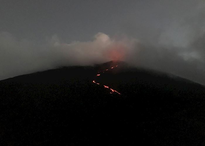 Lava flowing down Pacaya Volcano