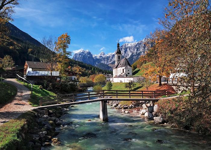 St. Sebastian church in autumn, Berchtesgaden