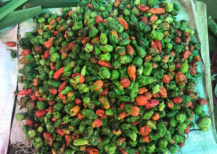 Chillies at a food market in Kandy