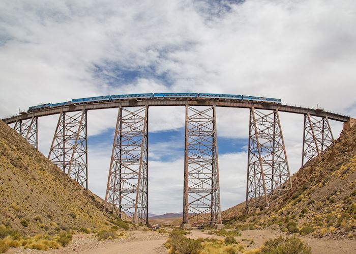 The 'Train to the Clouds' passing over Viaduct Polvorilla