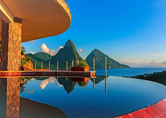 View over the Pitons from the pool