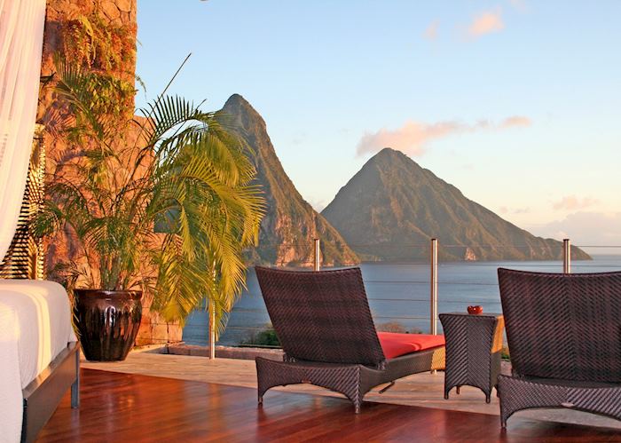View of the Pitons from the room