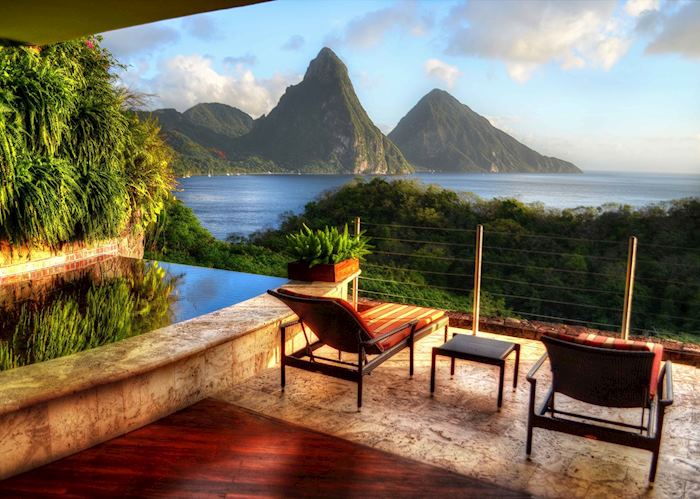 Terrace view over the Pitons