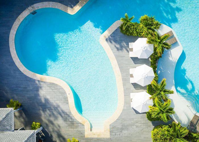 Aerial view over pool