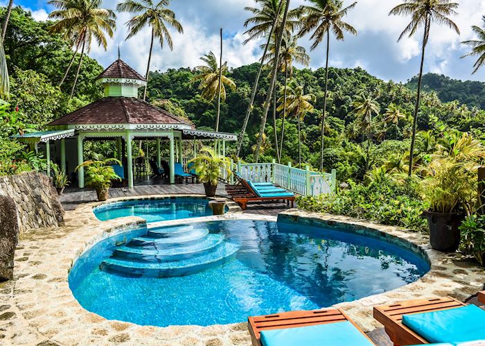 The pool at Fond Doux Plantation & resort
