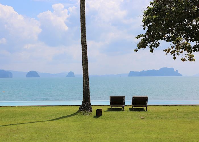 Palm grove and pool, Koh Yao Island Resort