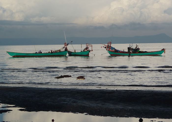 Fishing boats at sunrise, Kep, Cambodia