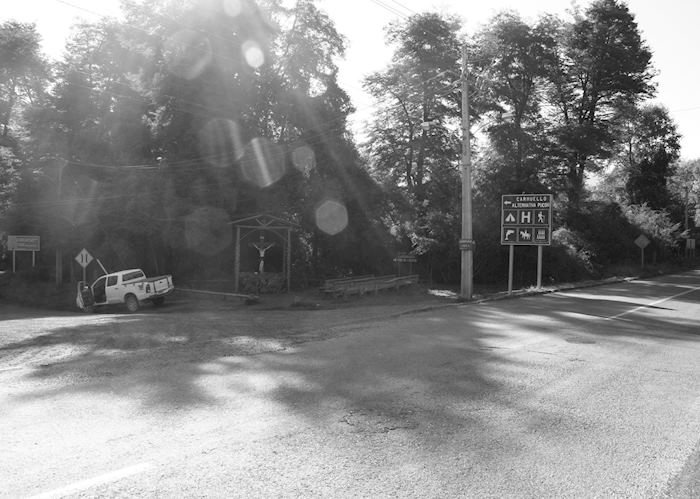 Look for this junction when driving to Hotel Landhaus near Pucon