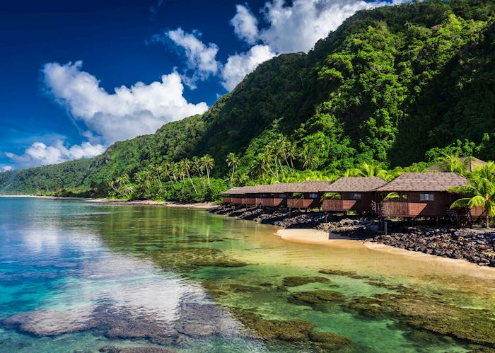 Beach houses on Upolu, Samoa