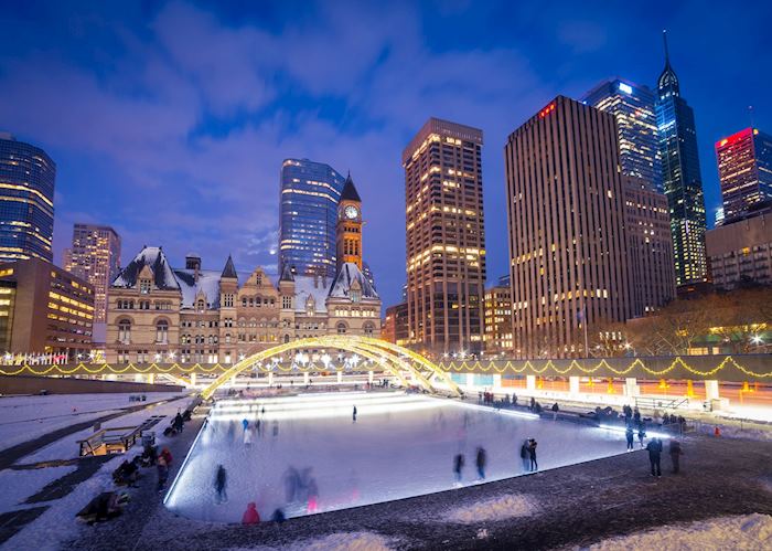 Skating in Nathan Phillips Square, Toronto