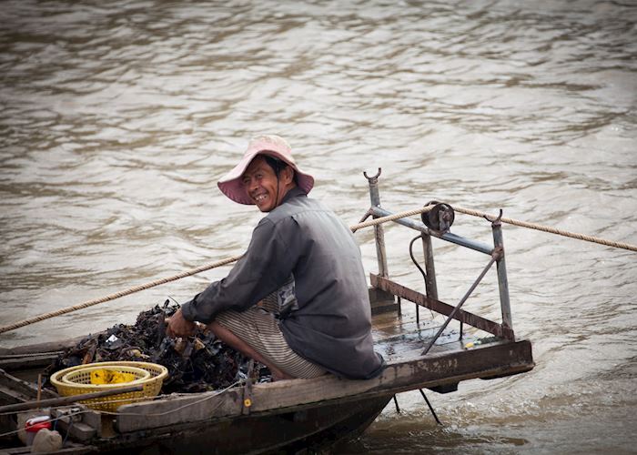 Happy Mekong fisherman