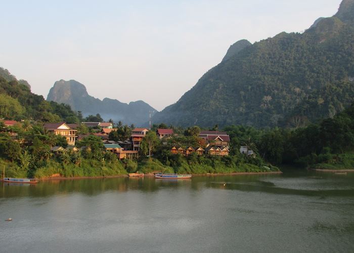 View from the bridge in Nong Khiaw of the Nam Ou River