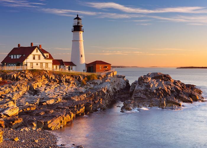 Coastal lighthouse in Maine