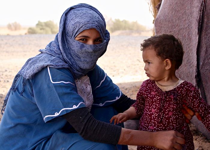 Nomadic woman with her child