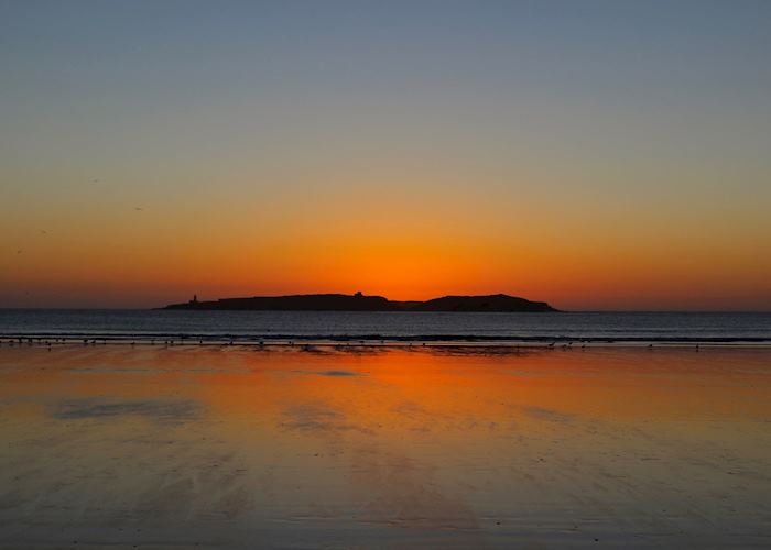 Sunset on the Essaouira's main beach