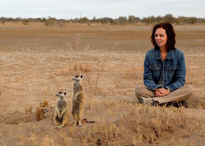 Watching meerkats in the Makgadikgadi Pans