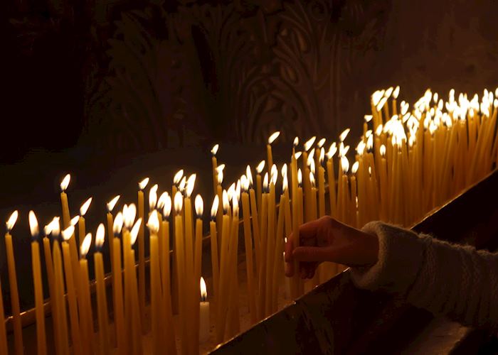 Candles inside the Church of the Holy Sepulchre, Jerusalem