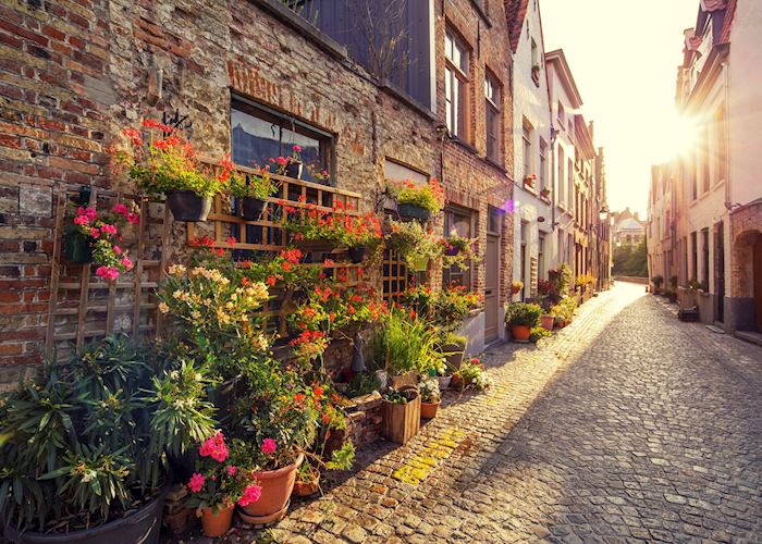 Flower market in Bruges, Belgium