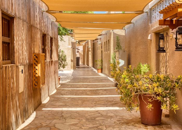 Traditional Arabic street in historical Al Fahidi district of Dubai City
