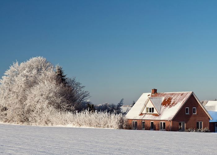 Farmhouse in the snow