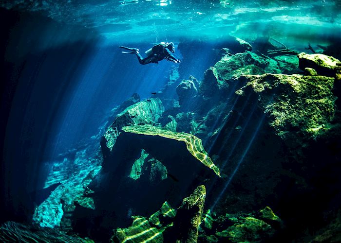 Diver in Mexico's Yucatan Peninsula