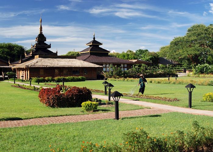 The gardens of the Thiripyitsaya Sanctuary Resort, Bagan