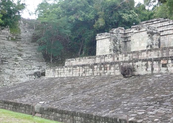 One of the impressive ball courts at Copán