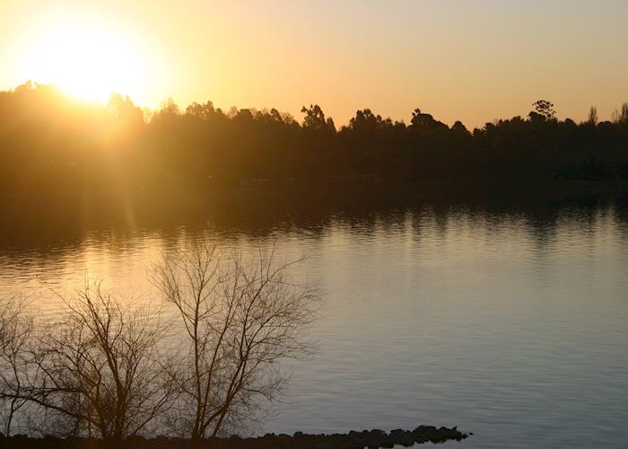 Sunset from the terrace, Villarrica Park Lake Hotel, Pucon