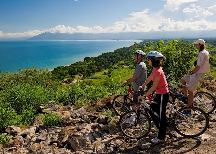Mountain biking above Lake Malawi