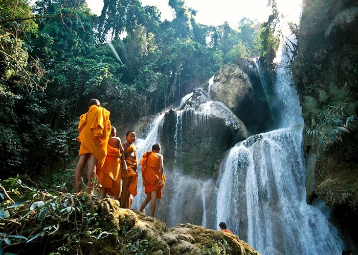 Monks at Kuang Si Falls, Luang Prabang