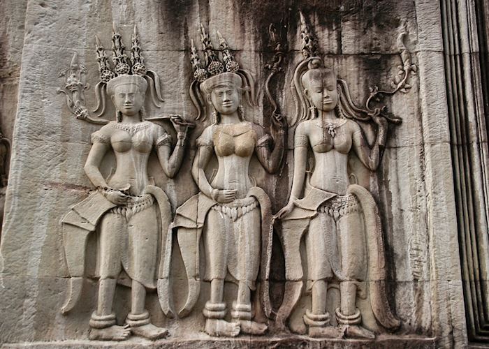Intricate stone carvings at Angkor