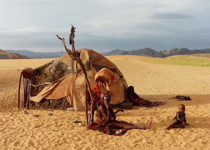 Himba settlement near Serra Caféma, Namibia