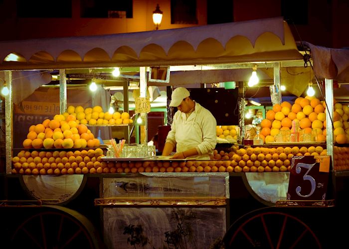 Orange seller in Marrakesh, Morocco